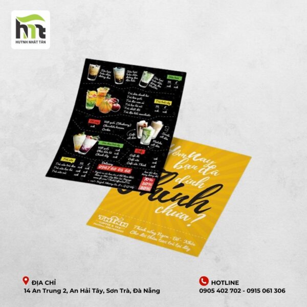 Menu tờ rơi - dạng 1 tờ