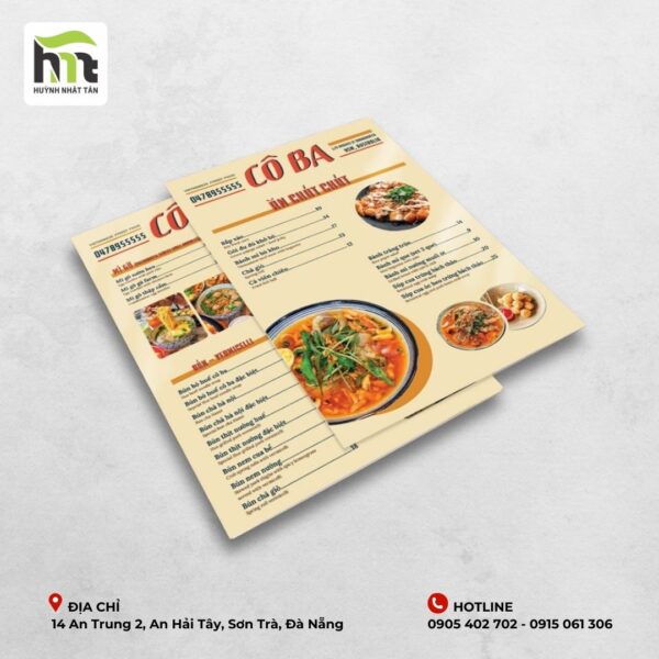 Menu nhựa chống thấm nước