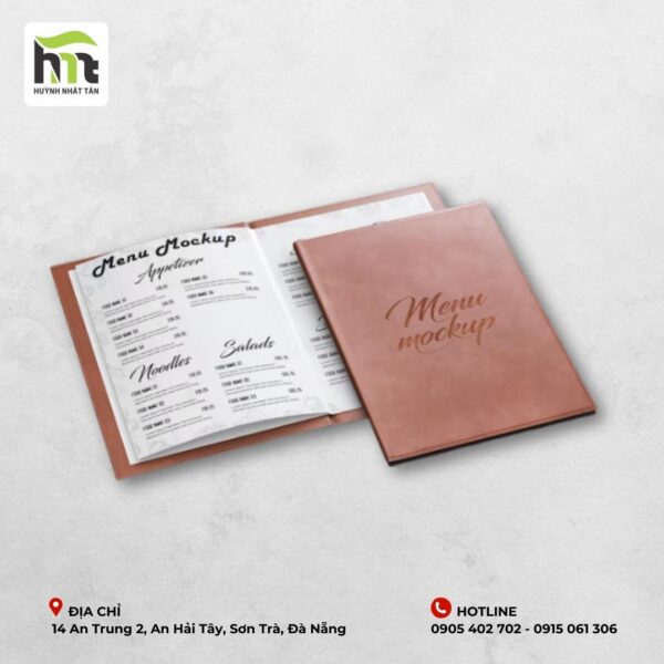 Menu đóng cuốn bìa da sang trọng