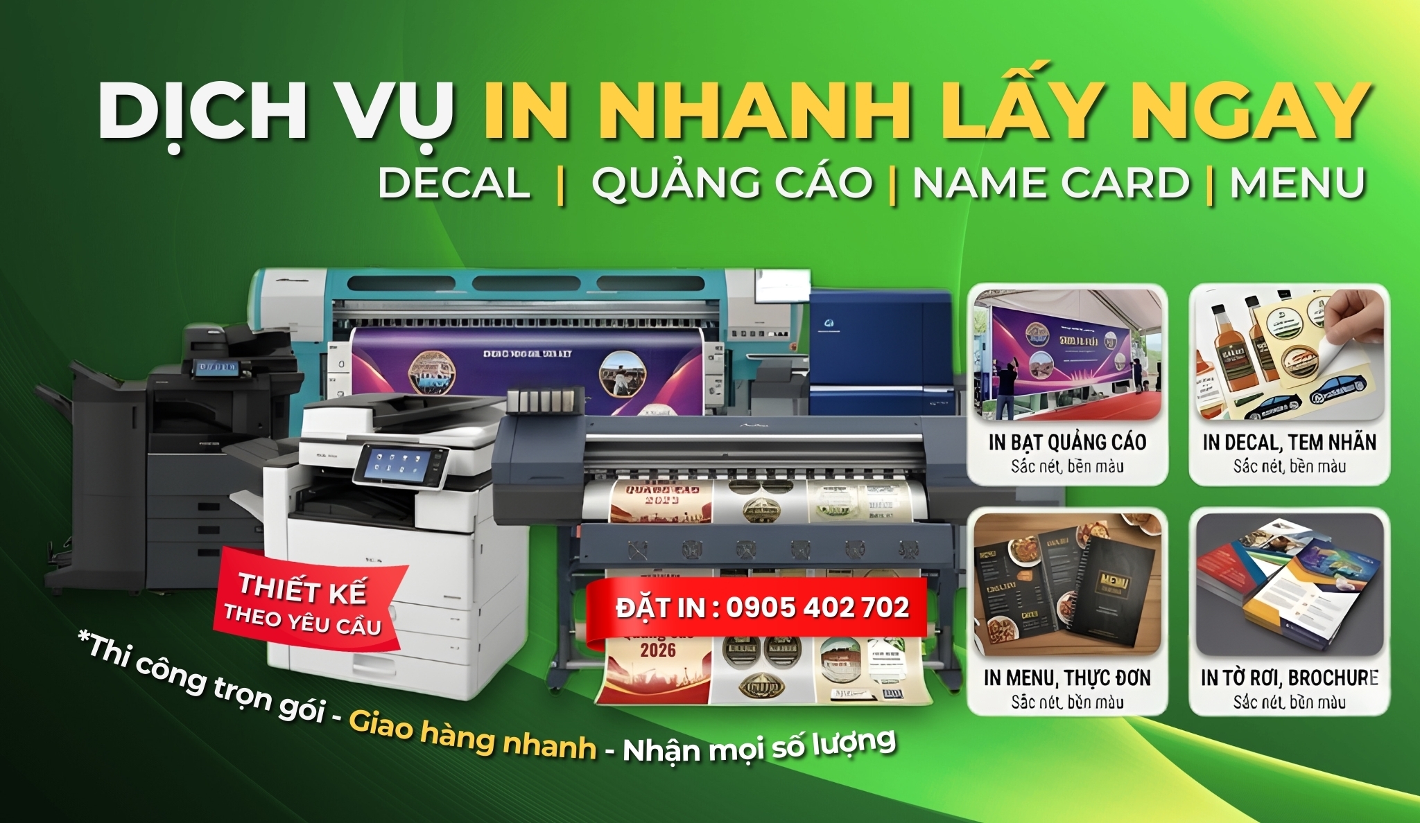 Dịch vụ In Nhanh Lấy ngang Quảng cáo, Decal, Menu Đà Nẵng